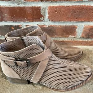 Vince Camuto  Taupe Leather Perforated Ankle Boots/Booties